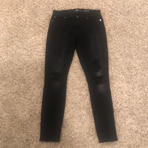 7 For All Mankind distressed black skinny jean